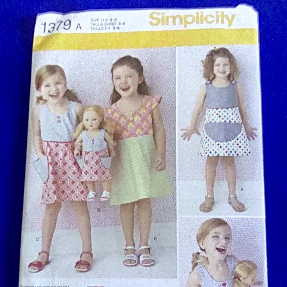 Simplicity 1379 Girls Sz 3-8 Doll fits AGD American Girl Doll